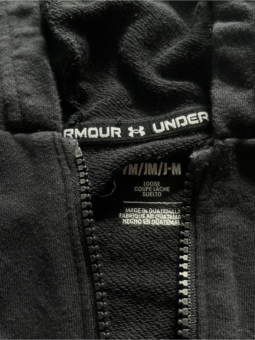 Under Armour Kids Black Full-Zip Hoodie Sweatshirt Size Medium 10/12